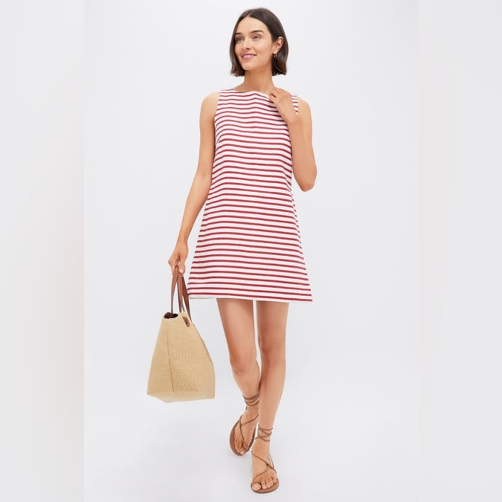 NWT Faithfull The Brand Red Breton Stripe Kelly Mini Dress, Size 4 (Small) - Picture 2 of 15